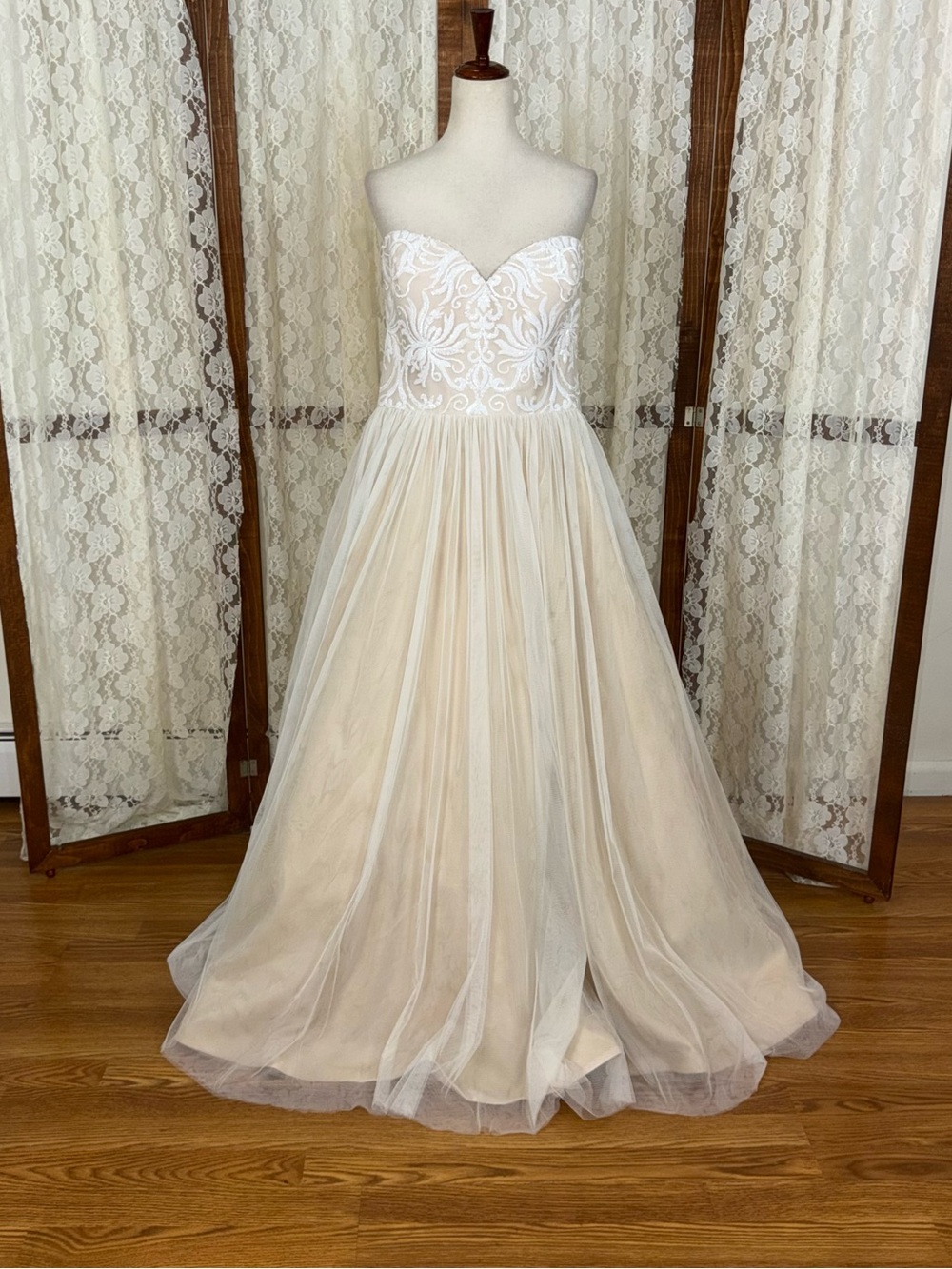 Gorgeous NEW Cherie Couture Beaded Mesh Tulle Wedding Gown